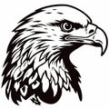 Bold Eagle Head Vector Black-and-white Block Print Style
