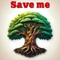 A Bold Eco-Art Image of a Lush Tree Urging Environmental Protection Royalty Free Stock Photo