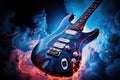 Bold Electric blue guitar background. Generate Ai