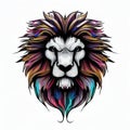 Bold Elegance: Vector Lion Face Illustrated Against White,Generative AI