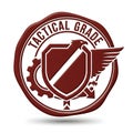 Bold emblem for tactical grade gear featuring eagle shield and gear motifs Royalty Free Stock Photo