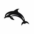 Bold And Energetic Black Dolphin Silhouette On White Background