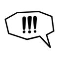 Bold Exclamation Mark in Jagged Speech Bubble. Hand Drawn Comic Shout Box. Sketchy Scream Balloon Vector Illustration Royalty Free Stock Photo