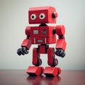 Bold And Eye-catching Red Robot: A Unique Tabletop Photography Inspiration Royalty Free Stock Photo