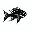 Bold Fish Silhouette On White Background - Clean Design