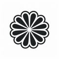 Bold Flower Design Icon In Ssaku Hanga Style On White Background