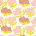 Bold flower silhouettes seamless vector pattern.
