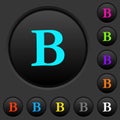 Bold font type dark push buttons with color icons