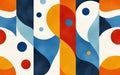 Bold geometric abstraction vibrant circular linear patterns in red blue yellow tones artistic modern illustration for