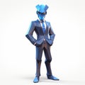 Bold Geometric Minimalism: 3d Model Of Business Suit Man In Blue Suit