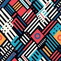 Bold Geometric Pattern: Colorful Squares And Lines For Surface Printing