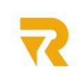 A bold golden letter r logo design featuring sharp angles and a modern aesthetic on a white background Royalty Free Stock Photo