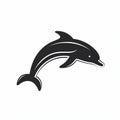 Bold And Graceful Black Dolphin Icon On White Background Royalty Free Stock Photo