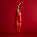Bold And Graceful: Explosive Pigmentation Of A Chili Pepper On Red Background Royalty Free Stock Photo