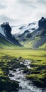 Bold And Graceful: Lone Green Grass In The Middle Of A Valley