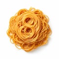 Bold And Graceful: Orange Spaghetti Noodle On White Background