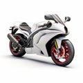 Bold And Graceful White 3d Sym Motorcycle On White Background