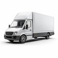 Bold And Graceful White Delivery Truck On White Background