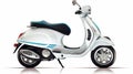 Bold And Graceful White Scooter On A Turquoise And Silver Background