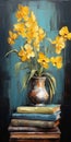 Bold And Graceful: Yellow Orchids In Vase Oil Painting By Dariusz Zawadzki