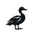 Bold Graphic Black Duck Silhouette On White Background