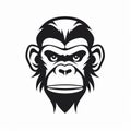 Bold Graphic Design: Black Monkey Head Silhouette On White Background