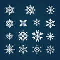 Bold Graphic Design Snowflake Vector Icon Set On Blue Background Royalty Free Stock Photo