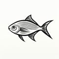 Bold Graphic Fish Illustration On White Background Royalty Free Stock Photo