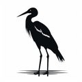 Bold Graphic Heron Silhouette: Dark And Brooding Designer Illustration Royalty Free Stock Photo