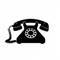 Bold Graphic Illustration: Silhouette Of An Old Phone On White Background Royalty Free Stock Photo