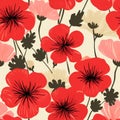 Bold And Graphic Pop Art-inspired Poppies Pattern On Beige Background Royalty Free Stock Photo