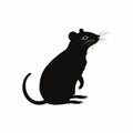 Bold Graphic Rat Silhouette On Clean White Background