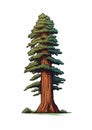 Bold Graphic Redwood Tree Vector Icon On White Background