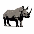 Bold Graphic Rhinoceros Silhouette On White Background