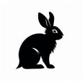 Bold Graphic Silhouette Of A Cute Rabbit - Whistlerian Style