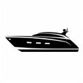 Bold Graphic Silhouette Of Motor Yacht: A Yankeecore Icon