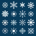 Bold Graphic Snowflake Vector Icon Set On Blue Background Royalty Free Stock Photo