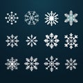 Bold Graphic Snowflake Vector Icon Set On Dark Background Royalty Free Stock Photo