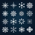 Bold Graphic Snowflake Vector Icon Set On Dark Background Royalty Free Stock Photo