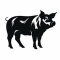 Bold Graphic Style Black And White Pig Silhouette