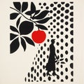 Bold And Graphic: The Woman Walking Through The Apple Tree