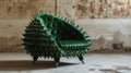 A bold green chair adorned with stylish spikes, a unique and edgy piece. Ai Generated