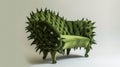 A bold green chair adorned with stylish spikes, a unique and edgy piece. Ai Generated