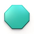 Bold Green Octagon On White Background: Cyan Gradient Matte Photo