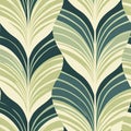 Bold green and white leaf pattern wallpaper with dynamic lines (tiled