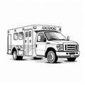 Bold And Gritty Ambulance Line Art On White Background