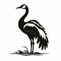 Bold And Gritty Silhouette Of A Crane: Dark Symbolism In Duckcore Style