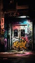 Bold and Gritty Urban Chaos in Contemporary Era: A Digital Street Art Masterpiece .