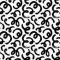 Bold grunge curly lines vector seamless pattern.