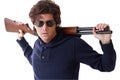 Bold guy with rifle Royalty Free Stock Photo
